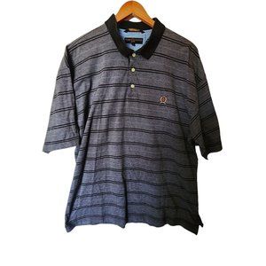 Tommy Hilfiger Golf Men’s Polo Shirt Gray‎ Striped Pima Cotton Casual XL